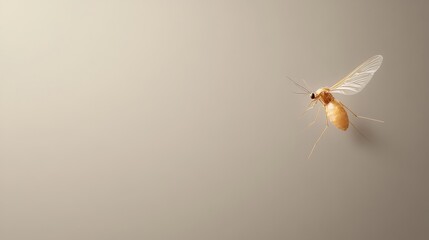 A bug is flying in the air
