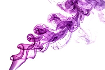 Poster - Vibrant Purple Smoke Cloud Swirling Against a White Background for Creative Projects, Backgrounds, and Artistic Designs in Urban Exploration Photography