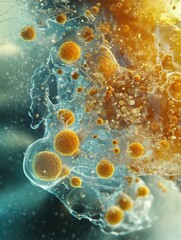 Aufkleber - A close-up exploration reveals various cell shapes and structures teeming with vibrant colors, illustrating cellular dynamics at play. Generative AI