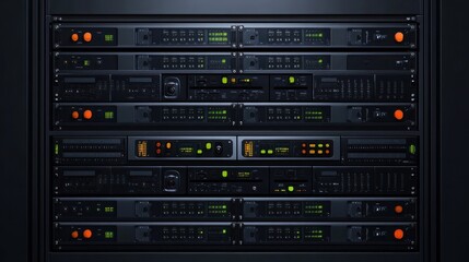 Poster - Rack of servers in data center server room