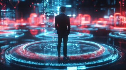 Poster - Transformation technology strategy, adoption of technology in business in the digital age, new technology big data and business process strategy, internet online concept.