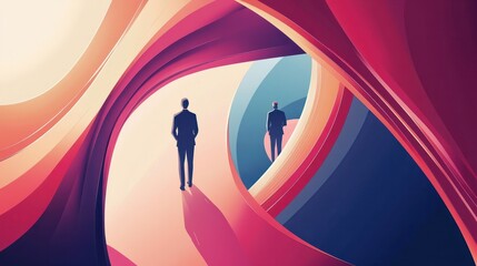 Poster - Business growth abstract concept vector illustration set. Goals, motivation and collaboration, achievement and coaching, enterprise cooperation, business meeting, smart planning abstract metaphor.