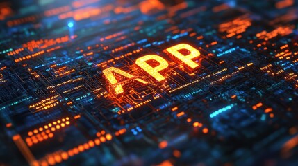 Aufkleber - A 3d text API on top of an abstract digital background