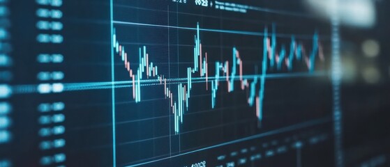 Poster - A close-up of a financial chart displaying stock market trends and data analysis.