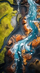 Wall Mural - Aerial View of Geothermal Springs