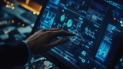 Poster - businessman hand working with new modern computer and business strategy as concept