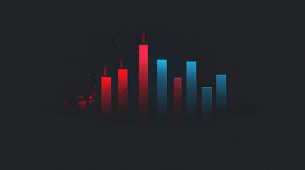 Aufkleber - A stock market bar graph with red and blue candles, background is dark gray