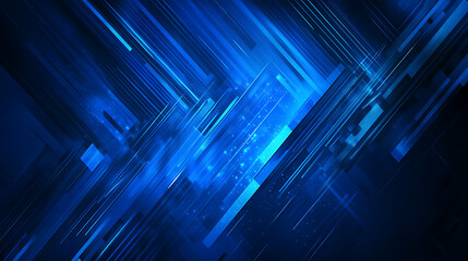 Poster - Abstract blue background with arrows pointing in different directions, symbolizing technology and digital innovation