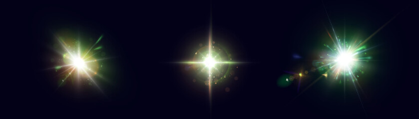 Aufkleber - Bright Light effect for web design and game interfaces. Vector illustration of bright glow. Abstract laser beams of light.