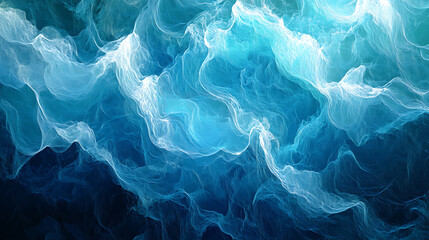 Poster - A dark blue and turquoise background with flowing lines of water, creating an abstract pattern The colors blend seamlessly to create a sense of movement and fluidity