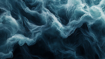 Poster - A dark blue and turquoise background with flowing lines of water, creating an abstract pattern The colors blend seamlessly to create a sense of movement and fluidity