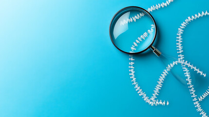 Poster - DNA under magnifying glass, blue background