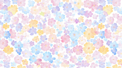 Aufkleber - Cute pastel spring floral pattern on a white background a flat design with pastel colors and a simple design