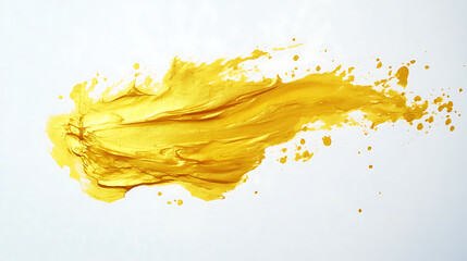 Poster - Gold (bronze) glittering color smear brush stroke stain blot on white background, Abstract Paint texture, yellow isolated pencil spot