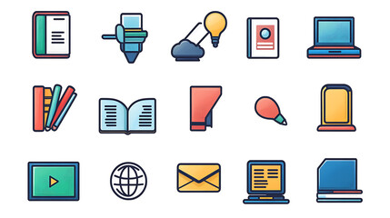 Poster - E-learning icons depict the thin line between education and technology, bridging gaps in knowledge through digital means