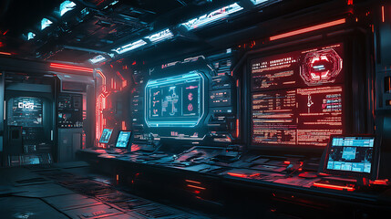 Poster - Featuring futuristic callouts and titles in HUD style, this template includes information call bars and neon design elements in a digital tech style, suitable for games and user apps