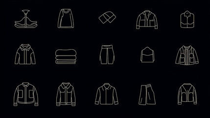 Poster - A series of thin line style icons representing different clothing items