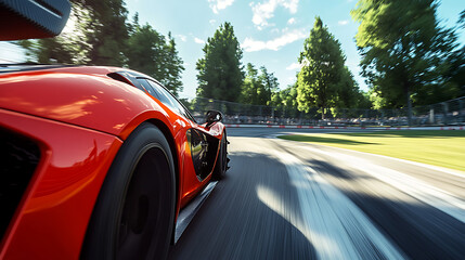 Poster - A ride in a powerful racing car, speed on sharp turns of the track, adrenaline rush