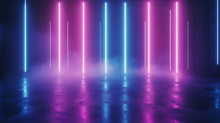 Aufkleber - Abstract background with neon lines and stars, a light pink, blue, and purple color palette