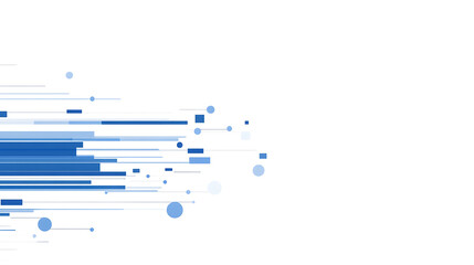Poster - Abstract blue lines speed across a white background presentation design, featuring a simple flat illustration in a minimalist style, with a large copy space