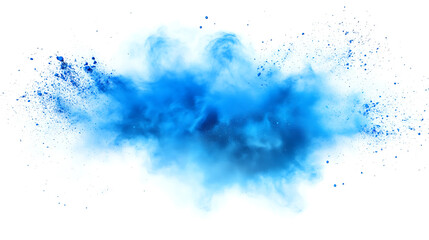 Poster - Blue powder explosion abstract dust splash on white background freeze motion colorful