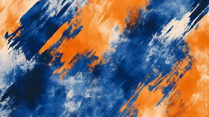 Poster - Abstract blue and orange watercolor brush strokes, artistic background illustration