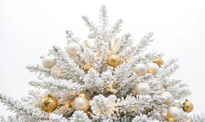 Poster - A white Christmas tree with gold balls on it