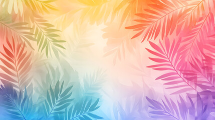 Poster - Colorful palm leaves on pastel background with gradient effect Bright summer concept