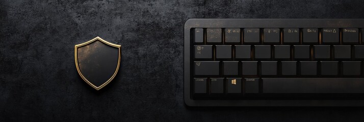 Aufkleber - This setup features a sleek dark keyboard accompanied by a shield icon, emphasizing the importance of cybersecurity in digital environments. Generative AI