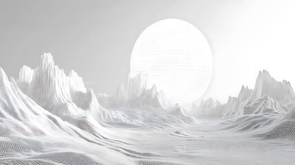 Aufkleber - Futuristic Digital Landscape with Wireframe Background