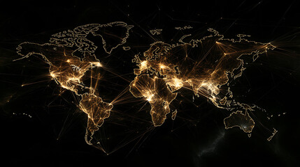 Poster - Global Network Connection Represented by World Map