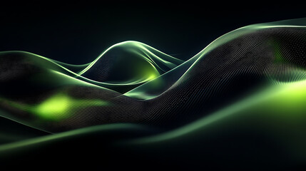 Poster - combining black and green, this dark background features a gradient light effect with a metallic tex