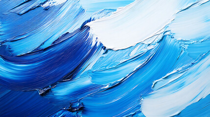 Poster - Blue paint brush stroke texture swatch isolated on white, abstract art background