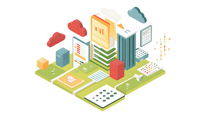 Poster - Isometric Icon of AI, Big Data, and Cloud Technologies