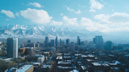 Poster - Panoramic photo of the Salt Lake City skyline with mountains in the background