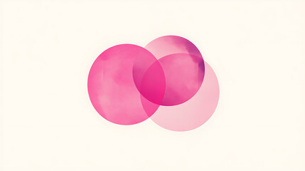 Poster - Simple line art with pink circle shapes, minimalistic, elegant and modern design for social media template