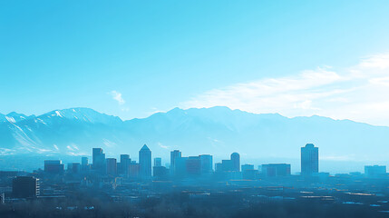 Wall Mural - Panoramic photo of the Salt Lake City skyline with mountains in the background