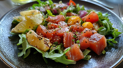 Poster - Salad plate, Traditional local Hawaiian dish with raw marinated yellowfin ahi tuna