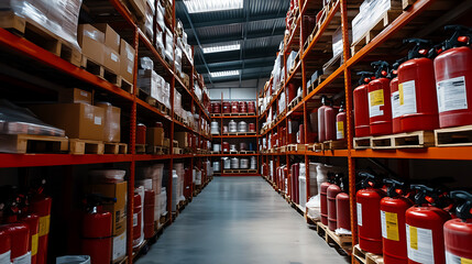 Poster - The warehouse contains fire extinguishers, Fire protection