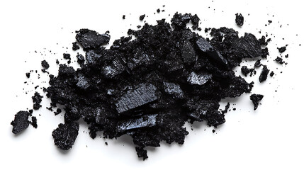Poster - Texture of black crushed eyeliner or black acrylic paint isolated on white background