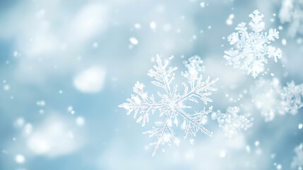 Aufkleber - Background with snowflakes, a light blue and white color scheme a minimalist and simple composition against a flat background