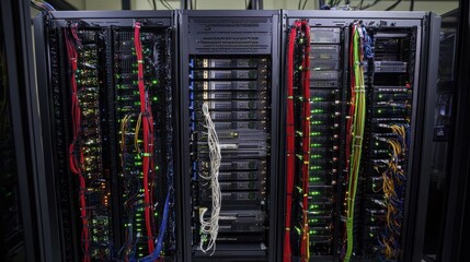 Poster - Rack of servers in data center server room