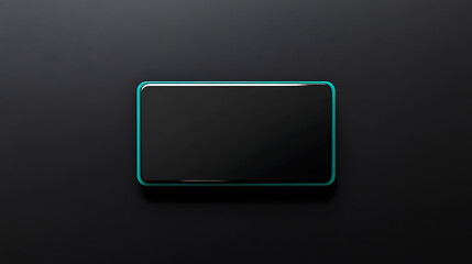 Aufkleber - Black plain metallic credit card with turquoise shiny black background, isolated on solid black background