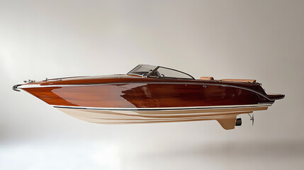 Poster - Photo of a 12 meter motorboat, side view, riva style, white background