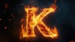 © Aneeta - Photo of letter K in flames with glowing effect on dark background for vibrant and eye-catching visual content.
