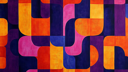 Aufkleber - Purple, orange and pink pixelated geometric pattern