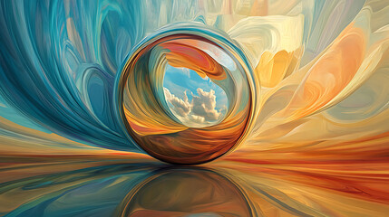 Aufkleber - Animation , Abstract digital art of distorted reality through lens