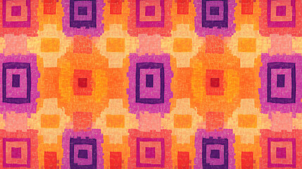 Leinwandbilder - Purple, orange and pink pixelated geometric pattern
