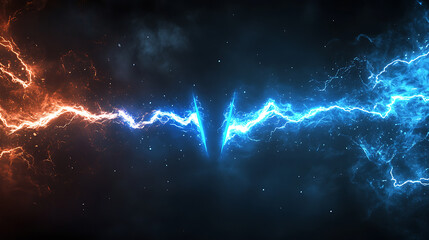 Poster - A versus banner highlighted by blue sparkling lightning, adding an electrifying element to the theme of competition