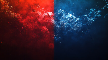 Fototapete - A vibrant versus screen displaying a confrontation between red and dark blue backgrounds, symbolizing the intensity of competition